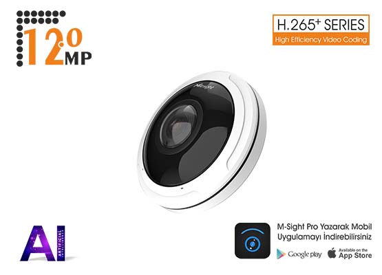 MILESIGHT MS-C9674-PA 12.0 MP 1/1.7'' 1,98 MM 360° PANORAMİK LENS AI H265+ 6 SMART IR II FISHEYE IP KAMERA