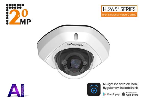 MILESIGHT MS-C2973-PD 2.0 MP 2,8 MM LENS AI H.265+ ULTRA GENİŞ AÇI IR DOME IP KAMERA