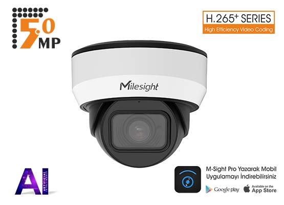 MILESIGHT MS-C5375-FPD 5.0 MP 2,7-13,5 MM MOTORİZE LENS AI H265+ SMART IR MİNİ DOME IP KAMERA