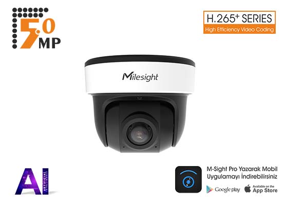 MILESIGHT MS-C5376-PA 5.0 MP 1,68 MM 180° PANORAMİK LENS AI H265+ SMART IR LED MİNİ DOME IP KAMERA