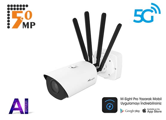 MILESIGHT MS-C5366-FGPC 5.0 MP 5G 2,7-13,5 MM MOTORİZE LENS AI H265+ 4 HIGH ARRAY LED IR PRO BULLET PLUS IP KAMERA
